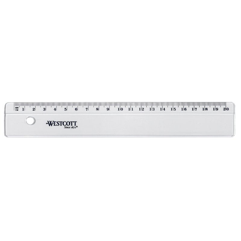 WESTCOTT règle plate plastique, transparent, 300 mm